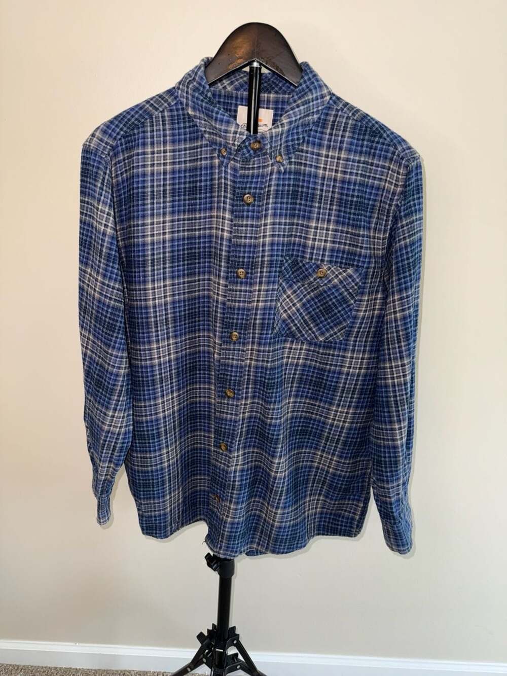 Field And Stream Flannel Shirt Blue Plaid-L